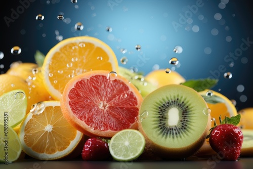 Appetizing fresh background on the theme of healthy fruits