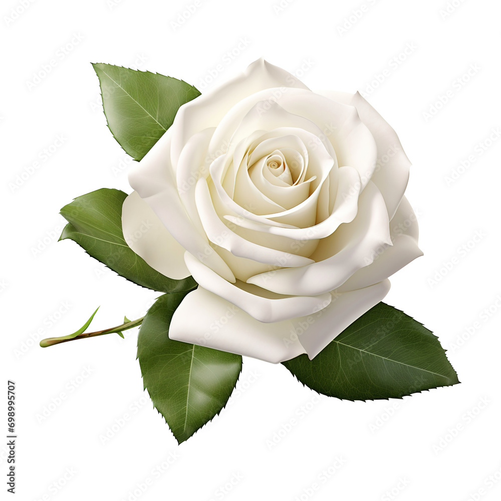 Fototapeta premium single white rose isolated on transparent background Remove png, Clipping Path, pen tool