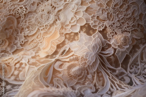 Fabric texture. tissue, textile, cloth, fabric, material, texture. photo studio, A delicate and intricate texture of lace, AI Generated