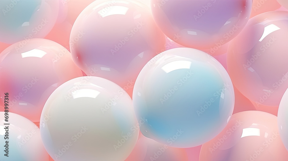 Abstract 3d background design with pastel colored spheres, pink and blue 3d spheres.colorful 3d spheres