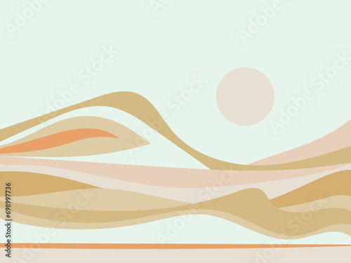 Flat vector illustration of a minimalist desert landscape