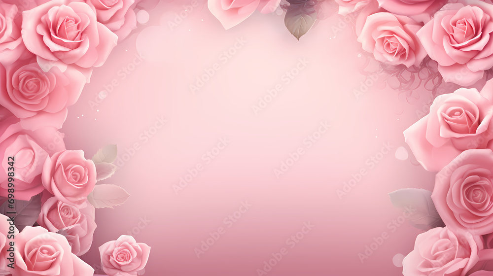 Valentine's Day background with pink roses, decorative flower background pattern, PPT background
