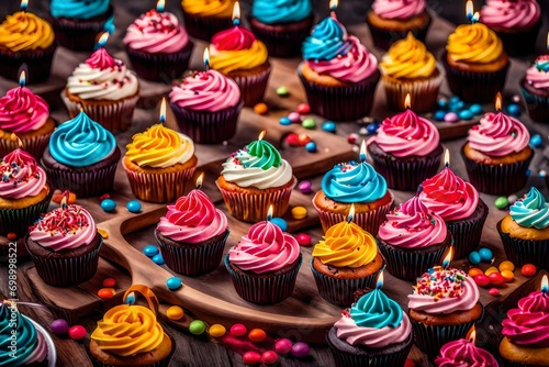 Colorful happy birthday cupcakes