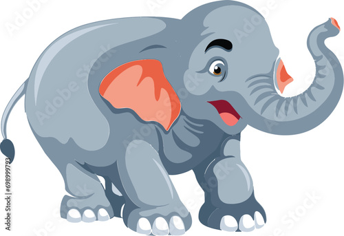 Set of big gray african elephants biggest earth mammal cartoon animal design vector illustration on white background