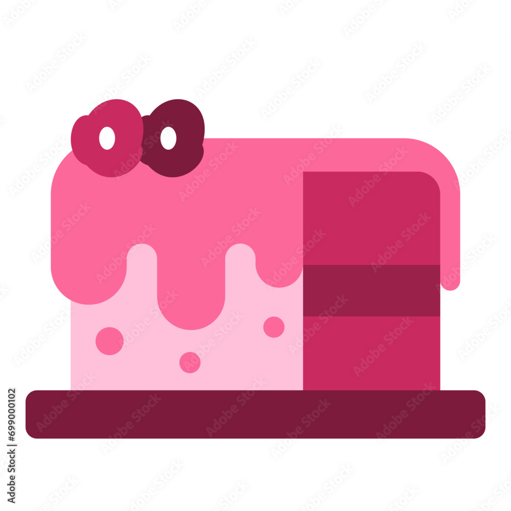 Red velvet cake flat icon Red velvet cake flat icon
