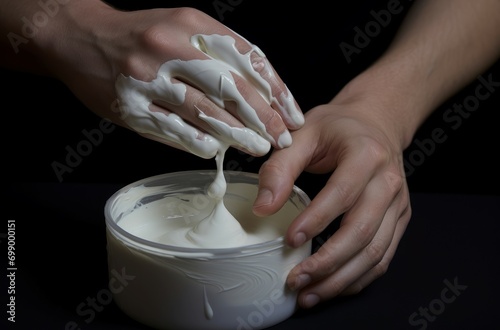 Hygienic Facial mask cream bowl skin. Mud extract. Generate Ai