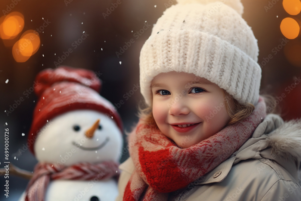 Happy children family making funny snowman outdoors spend weekend leisure outside Generative AI Happy children family making funny snowman outdoors spend weekend leisure outside Generative AI
