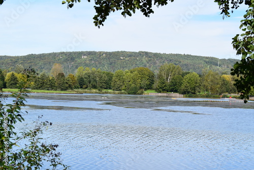 blue lake in autumn, Lac d'Echternach photo