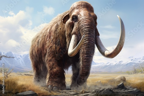 Resilient mammoth animal illustration. Mastodon neolithic fauna. Generate Ai