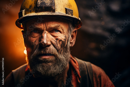 Male coal miners in protective helmet working and extracting vital energy resources generative AI photo