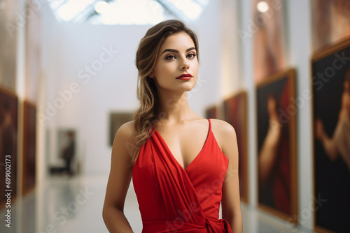 Free Download Generative AI technology picture people have art day visiting museum paintings gallery - GFXLoad