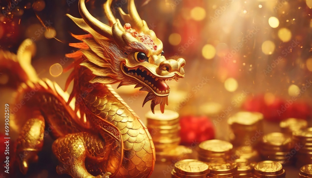 Fototapeta premium golden dragon statue