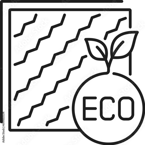 Eco material icon, wall thermal insulation. House construction energy save and heat protection system, home facade insulation layer from eco safe material technology line vector symbol or icon