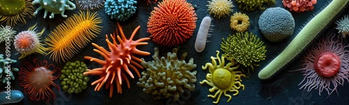 Various bacterias illustration banner. 