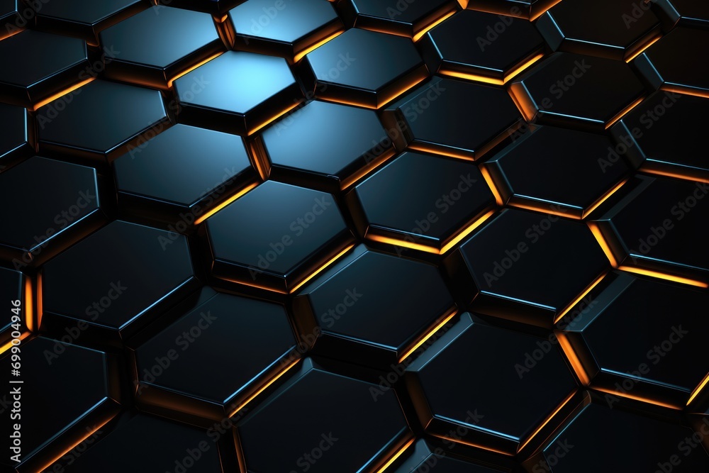 3d rendering of abstract background with hexagons in black and orange, Futuristic, high-tech dark background with a triangular block structure, AI Generated 3d rendering of abstract background with hexagons in black and orange, Futuristic, high-tech dark background with a triangular block structure, AI Generated