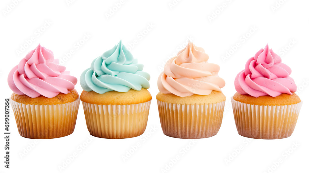 Set of cupcakes isolated on white background. with clipping path Set of cupcakes isolated on white background. with clipping path