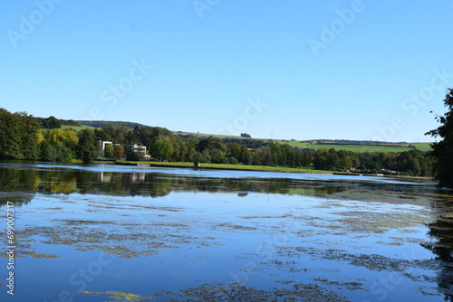 Fototapeta Naklejka Na Ścianę i Meble -  blue lake in autumn, Lac d'Echternach