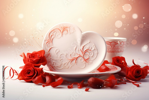 cup, coffee, tea, drink, breakfast, white, beverage, heart, love, red, hot, 