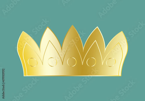 Corona dorada con cinco puntas. Icono de realeza photo