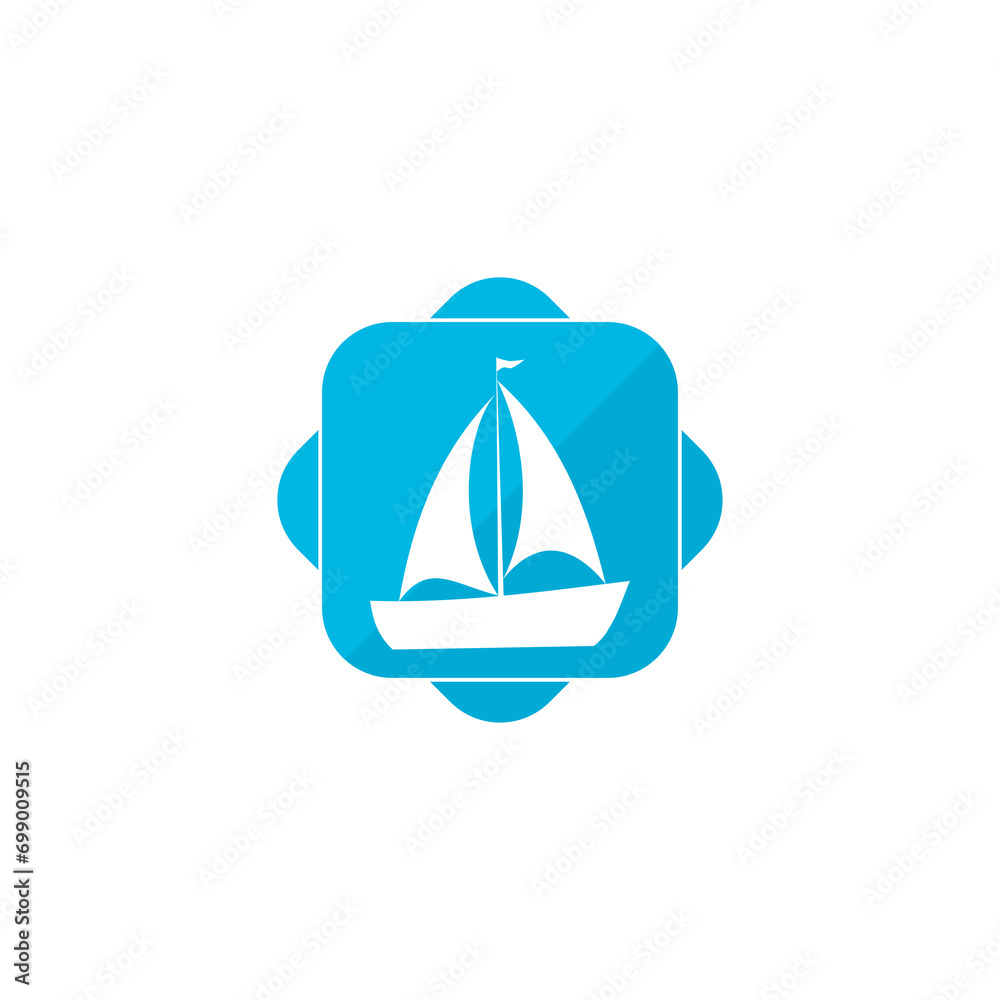 Boat blue square button icon isolated on transparent background Boat blue square button icon isolated on transparent background