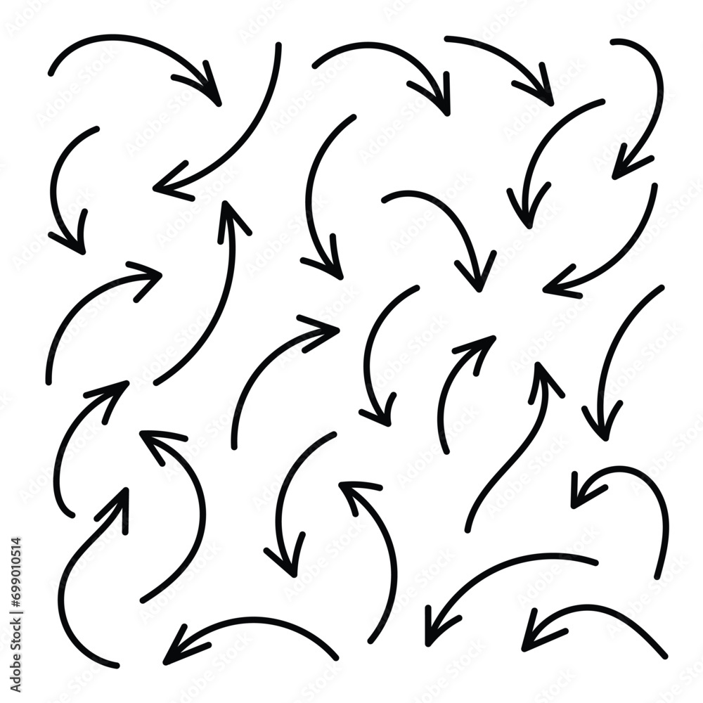 Hand drawn line arrow set Hand drawn line arrow set