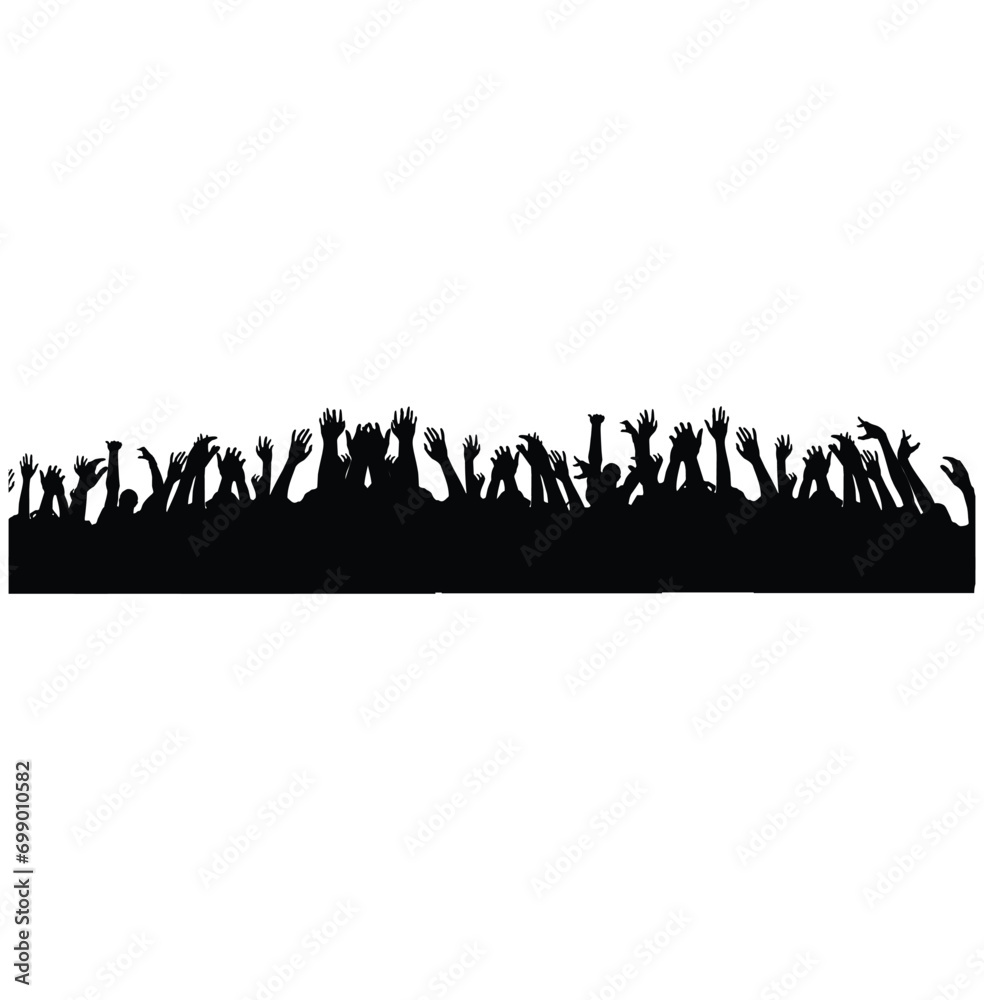 Naklejka premium Vector illustration of a crowd of people applause in the concert silhouette isolated on a white background