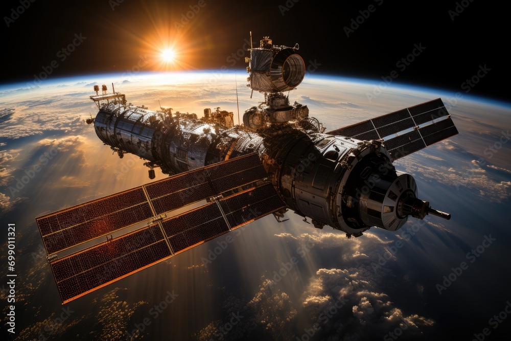 Space station harnessing solar energy from the sun Space station harnessing solar energy from the sun