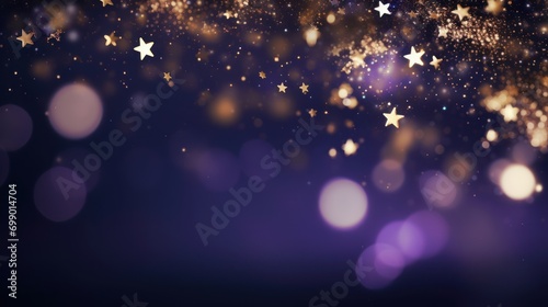 golden stars on a dark blue and purple background with sparkles. photo