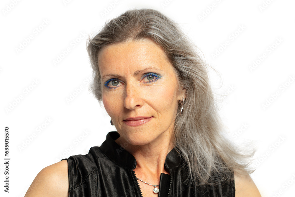 Adult elderly gray-haired woman. Beautiful portrait of an elderly woman. Adult elderly gray-haired woman. Beautiful portrait of an elderly woman.