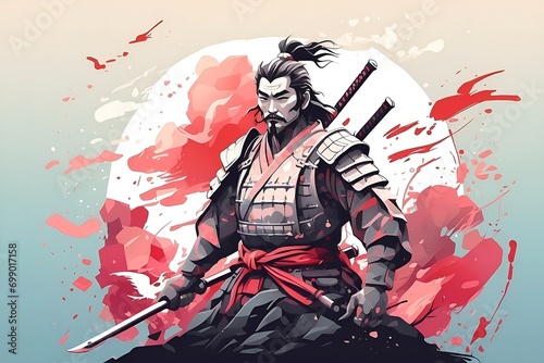 samurai design grafic for t shirt photo