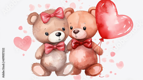 Watercolor of cute couple of teddy bear © Data