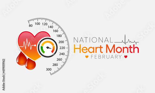 National Heart month is observed every year in February, to adopt healthy lifestyles to prevent heart disease (CVD). Vector illustration