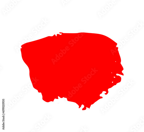 Hand drawn red color ink paint brush strokes isolated text design quote or text information. Graphic elements painted for text information, ads, offer, big, splatter stains, paintbrush, overlay.
