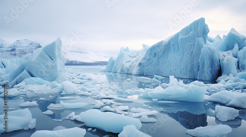 Glacier Edge Meeting the Sea. The edge of a glacier water. © Lalaland