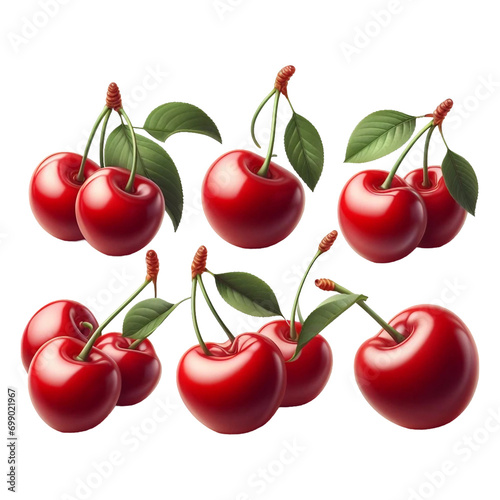 Cherry isolated. Sour cherry. on transparent background Ai generative.