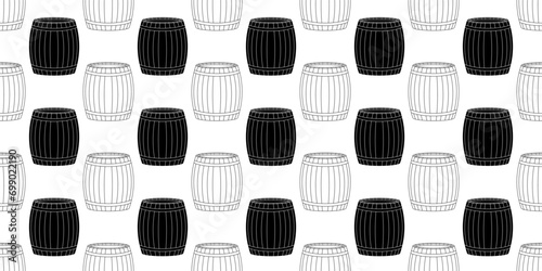 black white wooden barrel seamless pattern