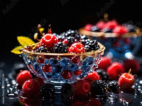 Berries in a glass cup