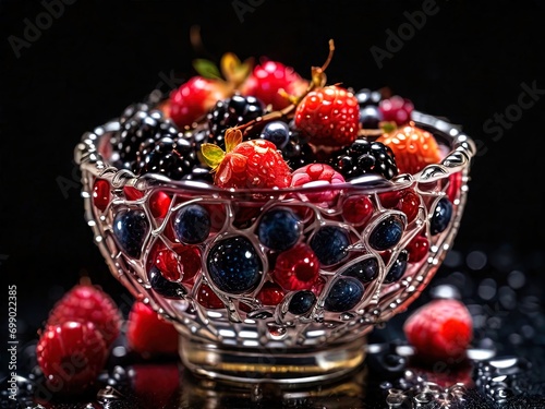 Berries in a glass cup
