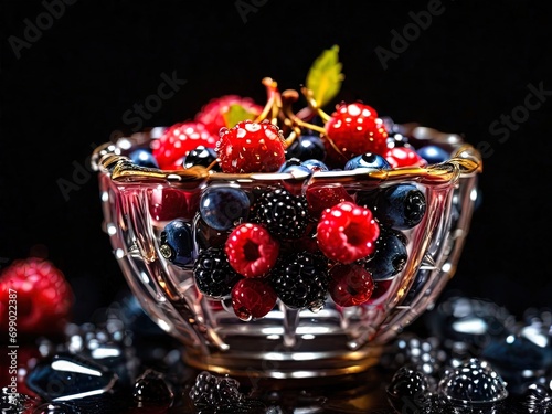 Berries in a glass cup