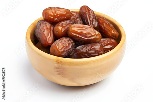 Ripe Dates in Wooden Bowl - Healthy Snacks, Natural Sugars, Middle Eastern Cuisine, Nutritious Fruits