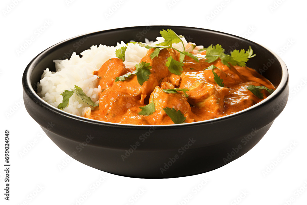 Butter Chicken, transparent background, isolated image, generative AI