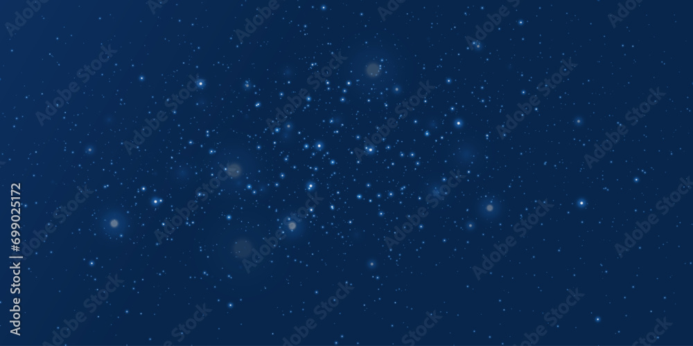 Starry sky with many stars and night reflections. Special lighting effects.