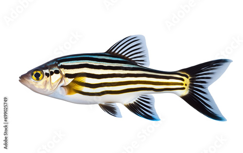 Striking Zebrafish: An Exploration of Contrasting Stripes Isolated on Transparent Background PNG.