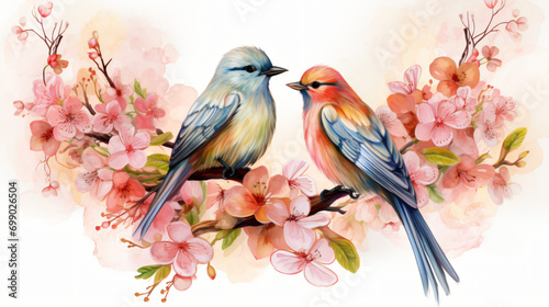 watercolor valentines siskin birds