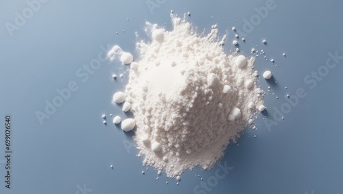 Pure creatine, presented in a dynamic white powder image. Well-lit, studio product image.