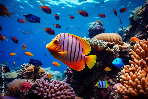 coral reef with fish. 
