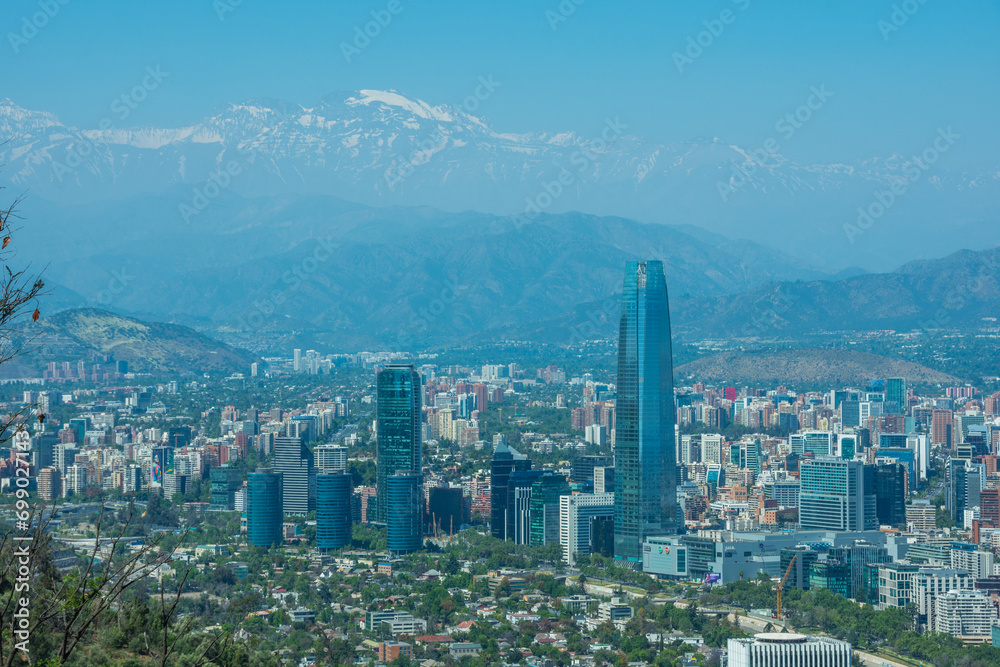 Fototapeta premium Santiago de Chile, Chile, November, 19, 2023: View of Sky Costanera tower
