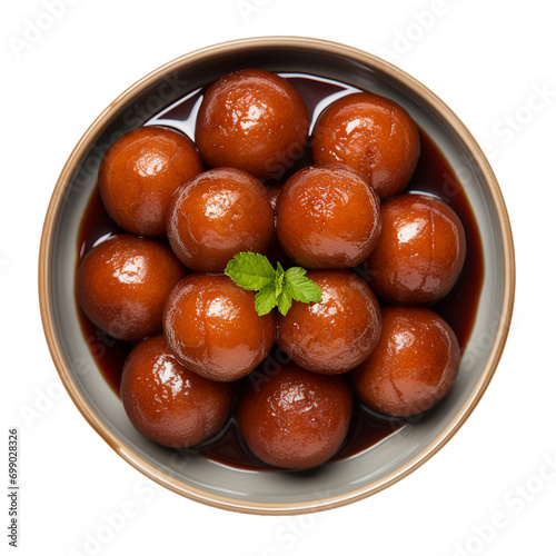 Gulab Jamun, top view, transparent background, isolated image, generative AI