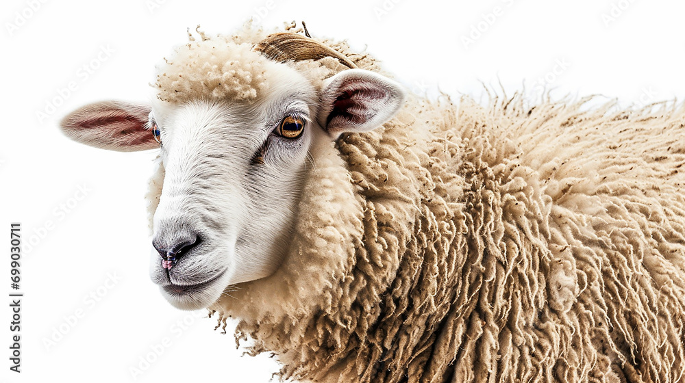domestic sheep stands in front on white background. Made with generative ai domestic sheep stands in front on white background. Made with generative ai