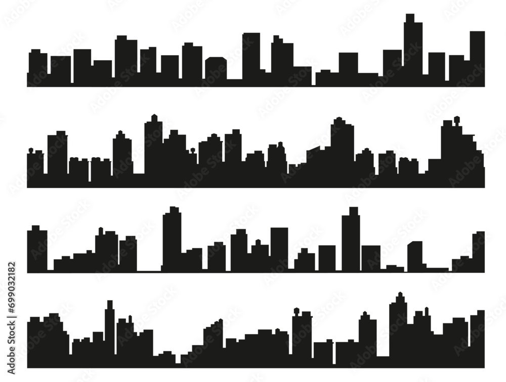 city skyline. City skylines vector illustration. Urban cityscape silhouettes vector illustration. Night town skyline or black city buildings isolated on white background